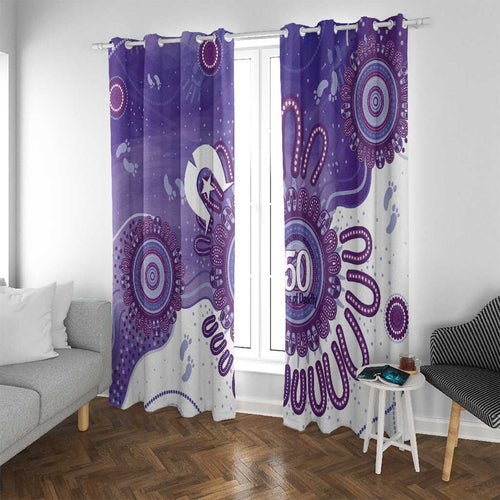 NAIDOC Week 2026 Window Curtain 50 Years Deadly Dhari Purple Aboriginal Art