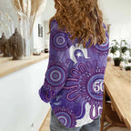 NAIDOC Week 2026 Women Casual Shirt 50 Years Deadly Dhari Purple Aboriginal Art