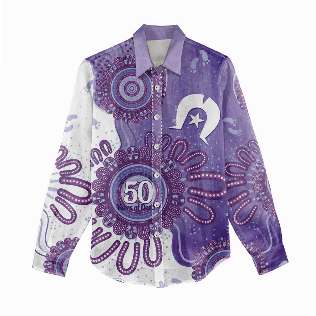 NAIDOC Week 2026 Women Casual Shirt 50 Years Deadly Dhari Purple Aboriginal Art