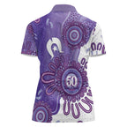 NAIDOC Week 2026 Women Polo Shirt 50 Years Deadly Dhari Purple Aboriginal Art