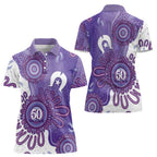 NAIDOC Week 2026 Women Polo Shirt 50 Years Deadly Dhari Purple Aboriginal Art