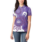 NAIDOC Week 2026 Women Polo Shirt 50 Years Deadly Dhari Purple Aboriginal Art