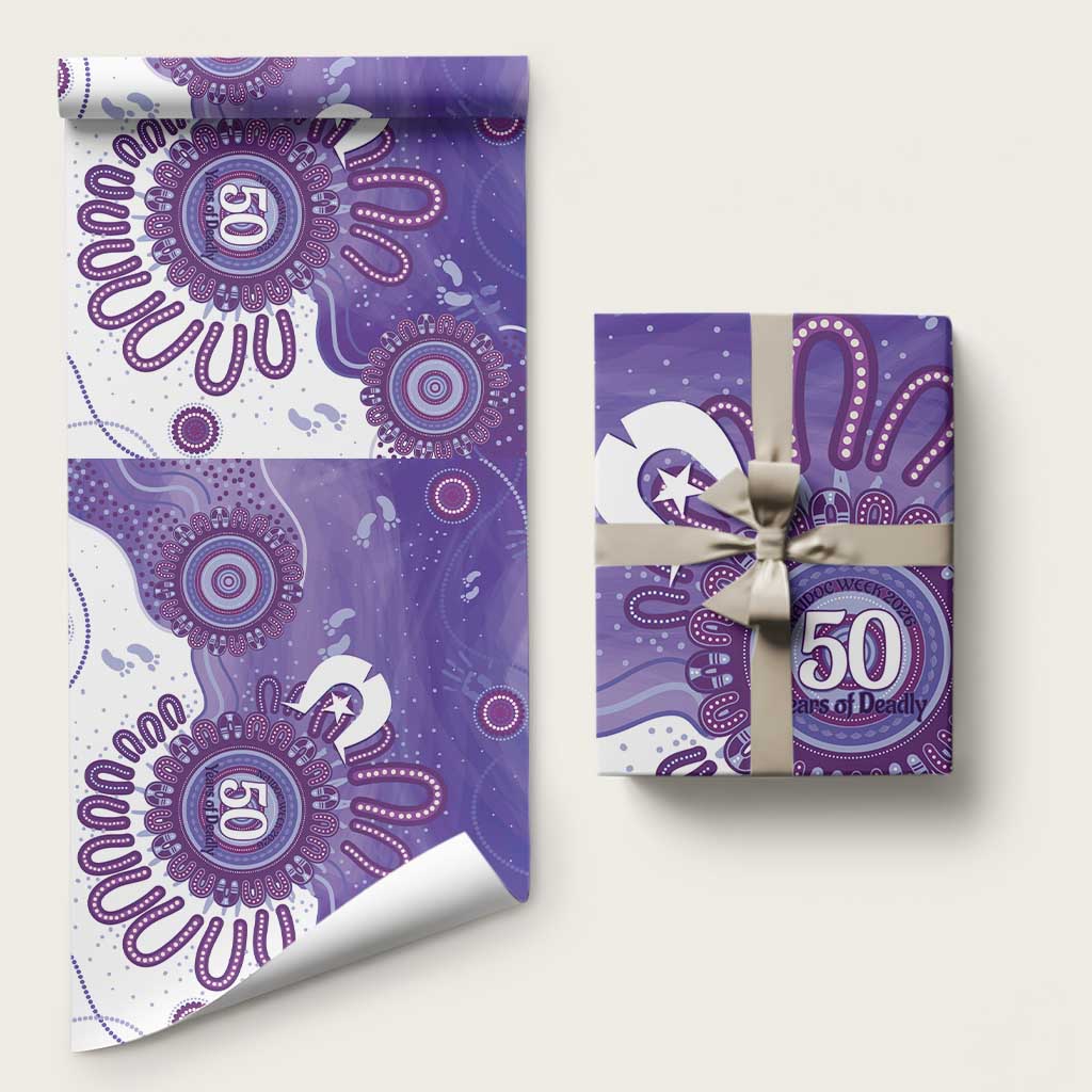 NAIDOC Week 2026 Wrapping Paper 50 Years Deadly Dhari Purple Aboriginal Art