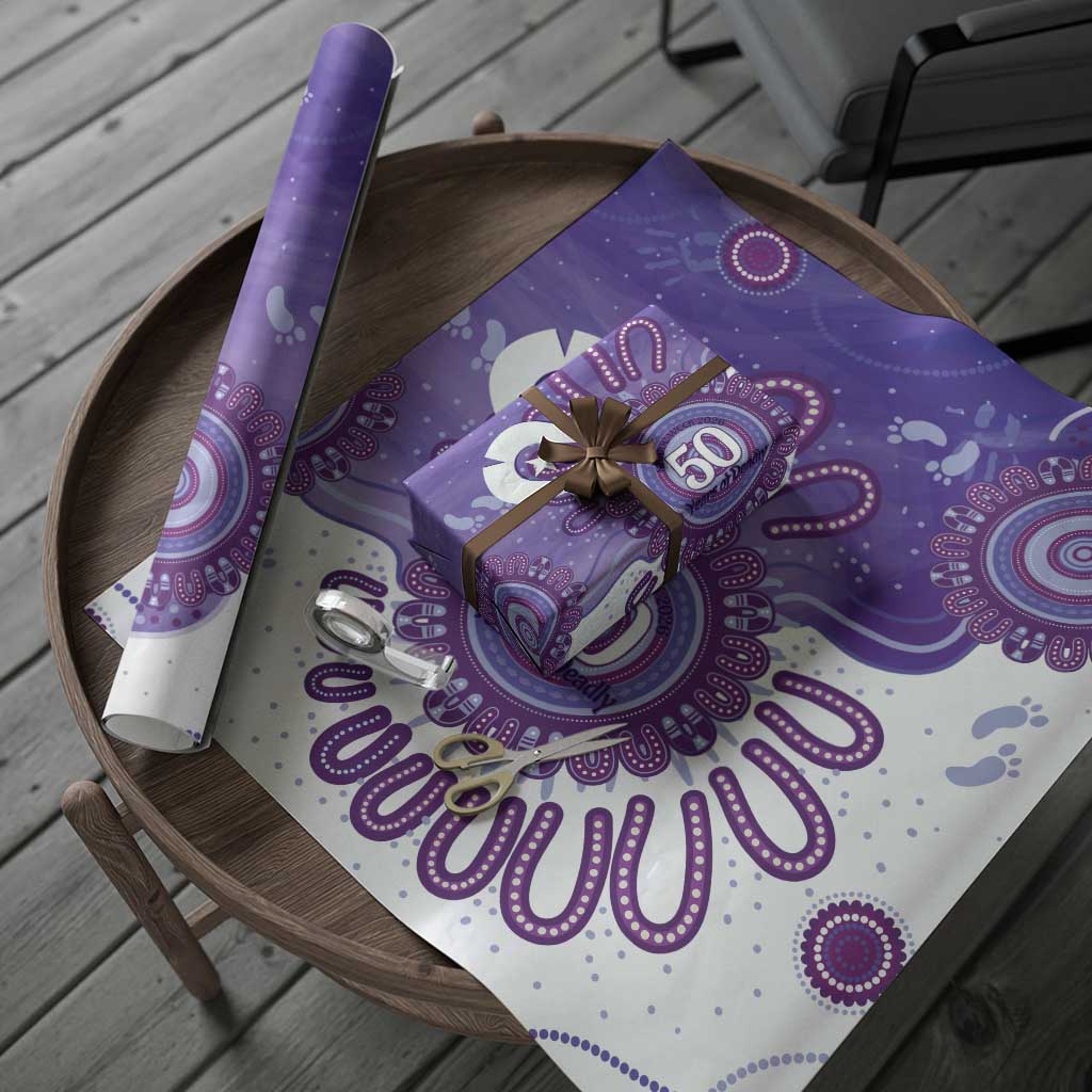 NAIDOC Week 2026 Wrapping Paper 50 Years Deadly Dhari Purple Aboriginal Art