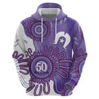 NAIDOC Week 2026 Zip Hoodie 50 Years Deadly Dhari Purple Aboriginal Art