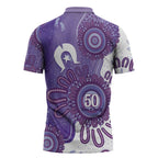 NAIDOC Week 2026 Zipper Polo Shirt 50 Years Deadly Dhari Purple Aboriginal Art