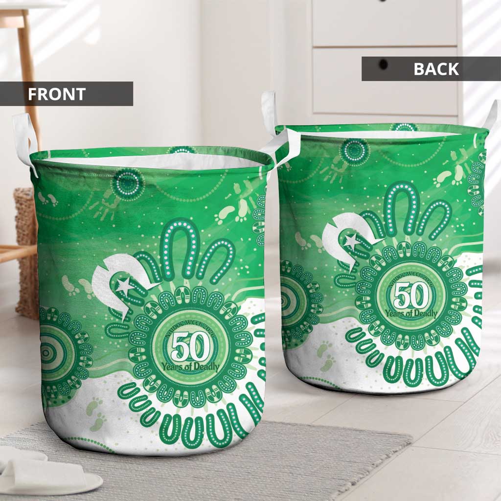 NAIDOC Week 2026 Laundry Basket 50 Years Deadly Dhari Green Aboriginal Art