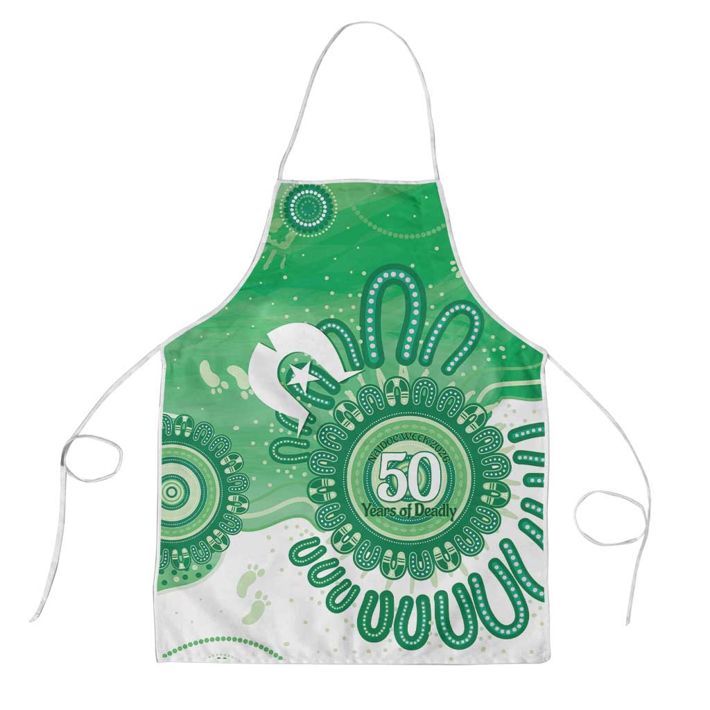 NAIDOC Week 2026 Apron 50 Years Deadly Dhari Green Aboriginal Art