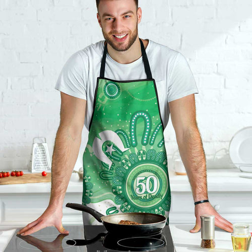 NAIDOC Week 2026 Apron 50 Years Deadly Dhari Green Aboriginal Art