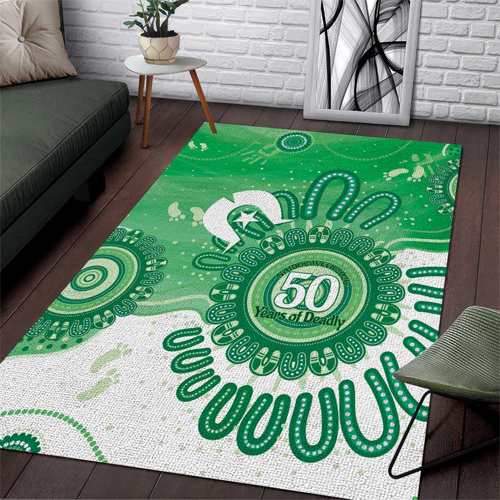 NAIDOC Week 2026 Area Rug 50 Years Deadly Dhari Green Aboriginal Art