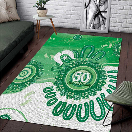 NAIDOC Week 2026 Area Rug 50 Years Deadly Dhari Green Aboriginal Art