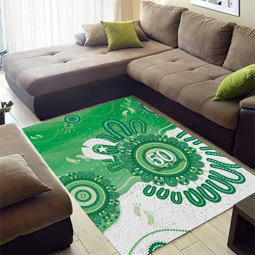 NAIDOC Week 2026 Area Rug 50 Years Deadly Dhari Green Aboriginal Art