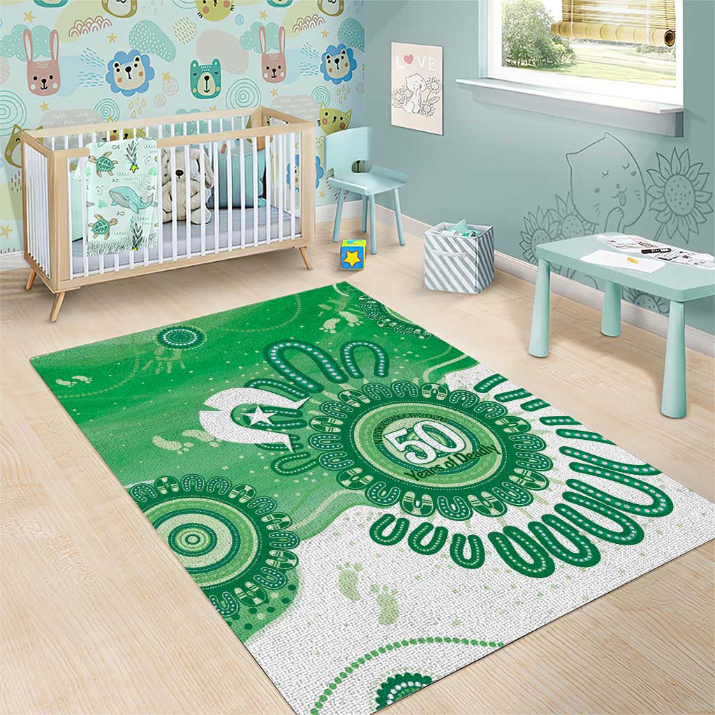 NAIDOC Week 2026 Area Rug 50 Years Deadly Dhari Green Aboriginal Art