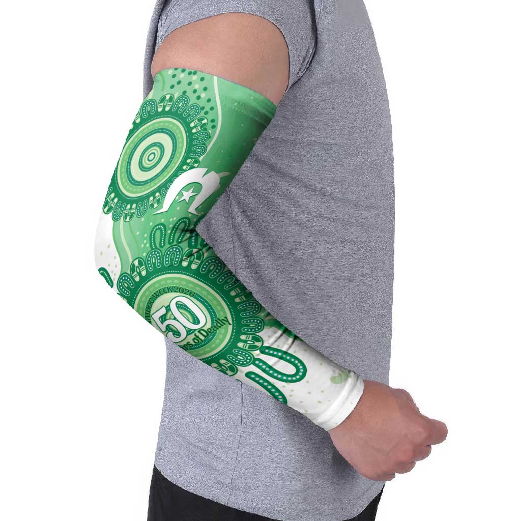 NAIDOC Week 2026 Arm Sleeves 50 Years Deadly Dhari Green Aboriginal Art