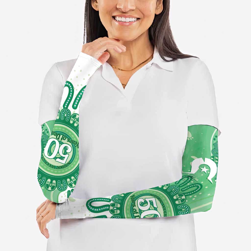 NAIDOC Week 2026 Arm Sleeves 50 Years Deadly Dhari Green Aboriginal Art