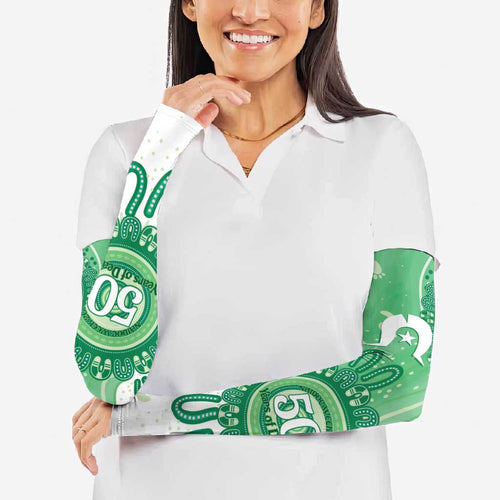 NAIDOC Week 2026 Arm Sleeves 50 Years Deadly Dhari Green Aboriginal Art