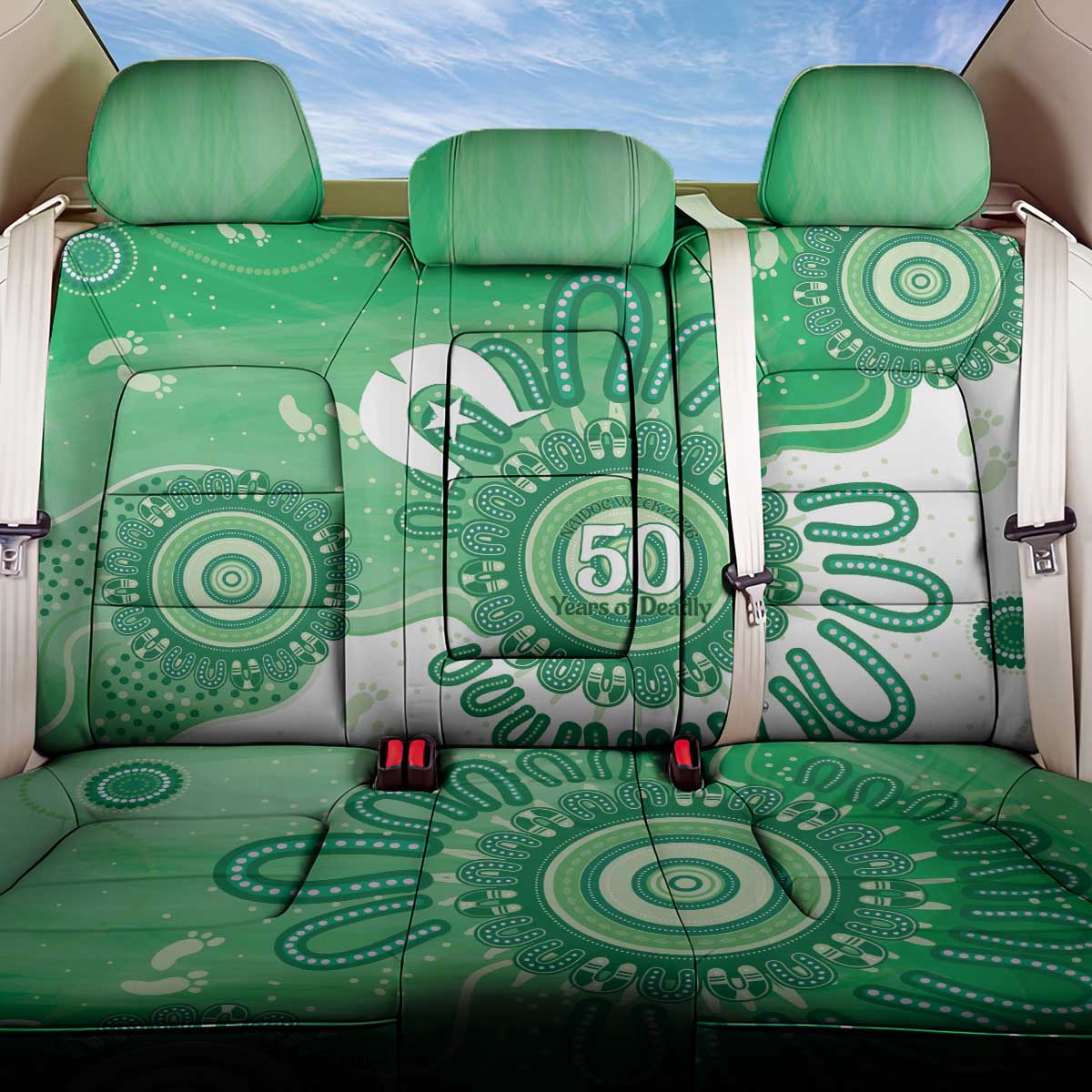 NAIDOC Week 2026 Back Car Seat Cover 50 Years Deadly Dhari Green Aboriginal Art