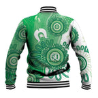 NAIDOC Week 2026 Baseball Jacket 50 Years Deadly Dhari Green Aboriginal Art