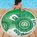 NAIDOC Week 2026 Beach Blanket 50 Years Deadly Dhari Green Aboriginal Art