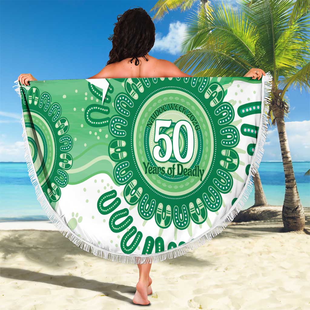 NAIDOC Week 2026 Beach Blanket 50 Years Deadly Dhari Green Aboriginal Art