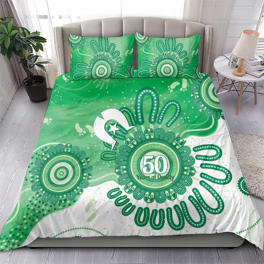 NAIDOC Week 2026 Bedding Set 50 Years Deadly Dhari Green Aboriginal Art
