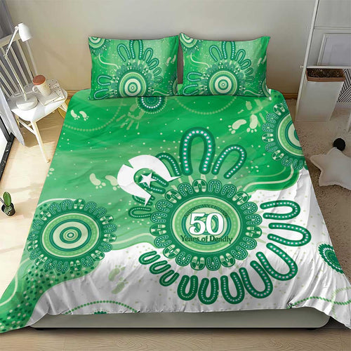 NAIDOC Week 2026 Bedding Set 50 Years Deadly Dhari Green Aboriginal Art