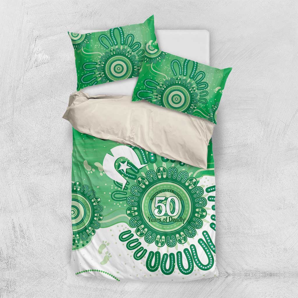 NAIDOC Week 2026 Bedding Set 50 Years Deadly Dhari Green Aboriginal Art