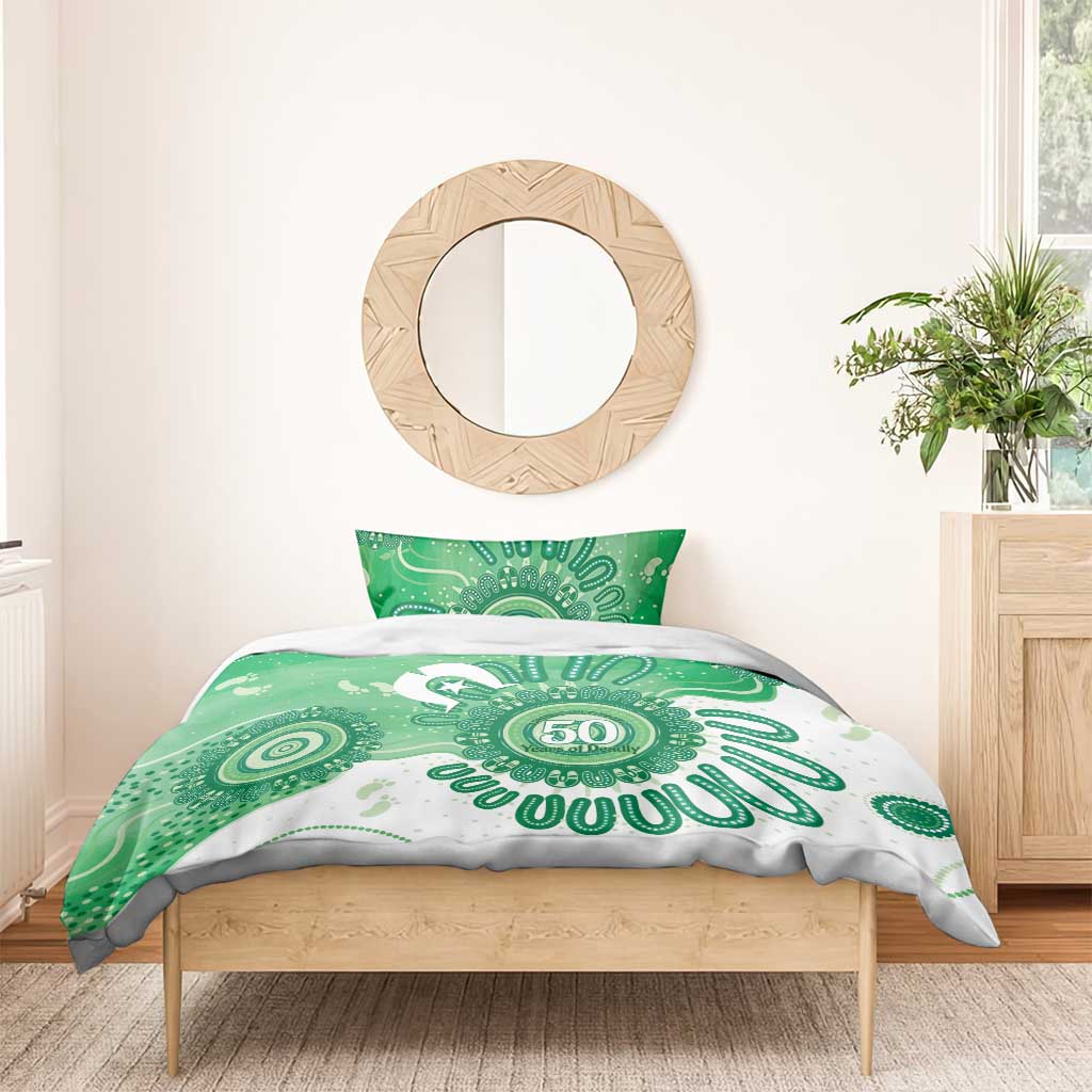 NAIDOC Week 2026 Bedding Set 50 Years Deadly Dhari Green Aboriginal Art
