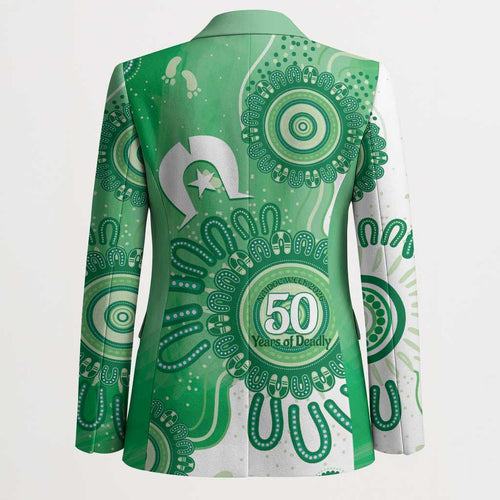 NAIDOC Week 2026 Blazer 50 Years Deadly Dhari Green Aboriginal Art