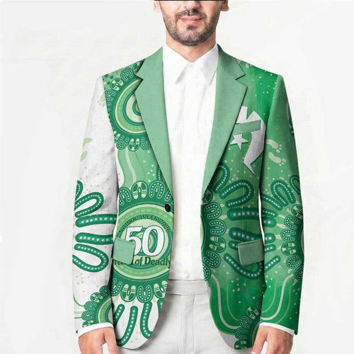 NAIDOC Week 2026 Blazer 50 Years Deadly Dhari Green Aboriginal Art