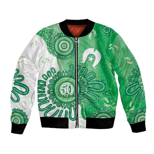 NAIDOC Week 2026 Bomber Jacket 50 Years Deadly Dhari Green Aboriginal Art
