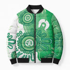 NAIDOC Week 2026 Bomber Puffer Jacket 50 Years Deadly Dhari Green Aboriginal Art