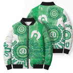 NAIDOC Week 2026 Bomber Puffer Jacket 50 Years Deadly Dhari Green Aboriginal Art