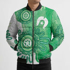NAIDOC Week 2026 Bomber Puffer Jacket 50 Years Deadly Dhari Green Aboriginal Art