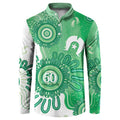 NAIDOC Week 2026 Button Sweatshirt 50 Years Deadly Dhari Green Aboriginal Art