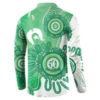 NAIDOC Week 2026 Button Sweatshirt 50 Years Deadly Dhari Green Aboriginal Art