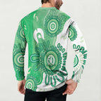 NAIDOC Week 2026 Button Sweatshirt 50 Years Deadly Dhari Green Aboriginal Art
