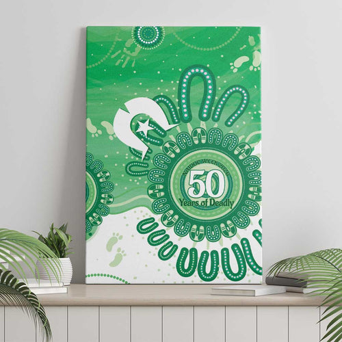 NAIDOC Week 2026 Canvas Wall Art 50 Years Deadly Dhari Green Aboriginal Art