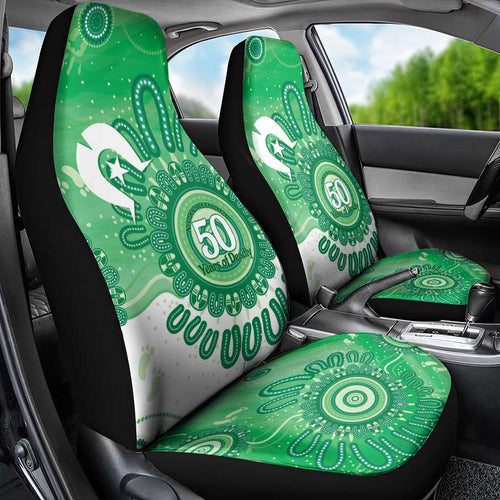 NAIDOC Week 2026 Car Seat Cover 50 Years Deadly Dhari Green Aboriginal Art