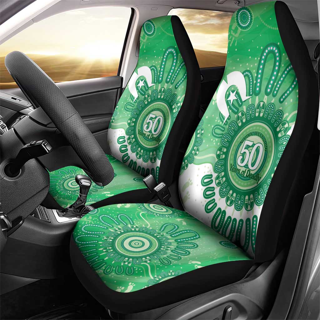 NAIDOC Week 2026 Car Seat Cover 50 Years Deadly Dhari Green Aboriginal Art