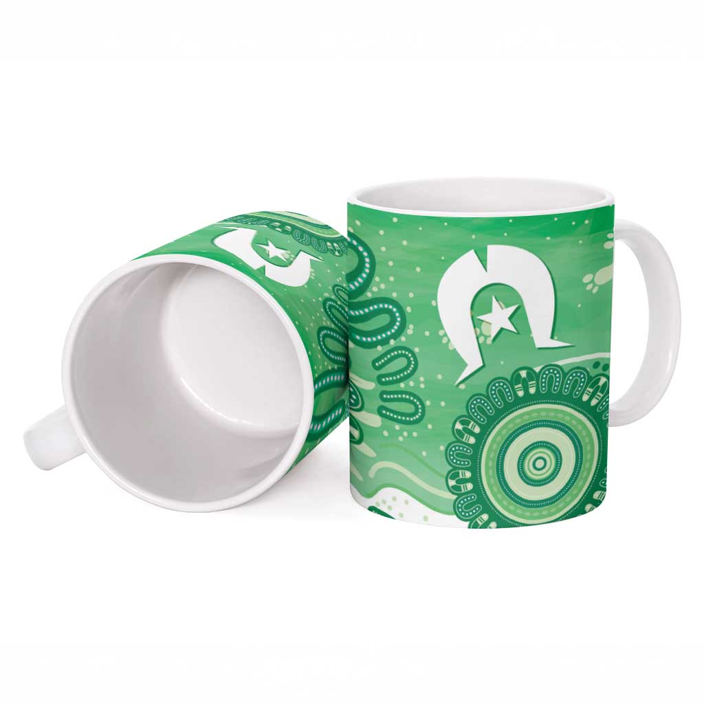 NAIDOC Week 2026 Ceramic Mug 50 Years Deadly Dhari Green Aboriginal Art
