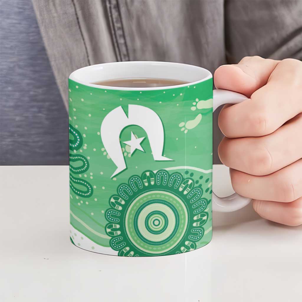 NAIDOC Week 2026 Ceramic Mug 50 Years Deadly Dhari Green Aboriginal Art