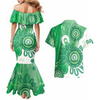 NAIDOC Week 2026 Couples Matching Mermaid Dress and Hawaiian Shirt 50 Years Deadly Dhari Green Aboriginal Art