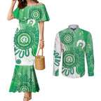 NAIDOC Week 2026 Couples Matching Mermaid Dress and Long Sleeve Button Shirt 50 Years Deadly Dhari Green Aboriginal Art