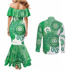 NAIDOC Week 2026 Couples Matching Mermaid Dress and Long Sleeve Button Shirt 50 Years Deadly Dhari Green Aboriginal Art