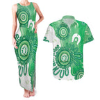 NAIDOC Week 2026 Couples Matching Tank Maxi Dress and Hawaiian Shirt 50 Years Deadly Dhari Green Aboriginal Art