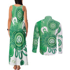 NAIDOC Week 2026 Couples Matching Tank Maxi Dress and Long Sleeve Button Shirt 50 Years Deadly Dhari Green Aboriginal Art
