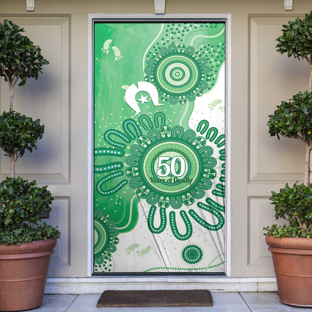NAIDOC Week 2026 Door Cover 50 Years Deadly Dhari Green Aboriginal Art