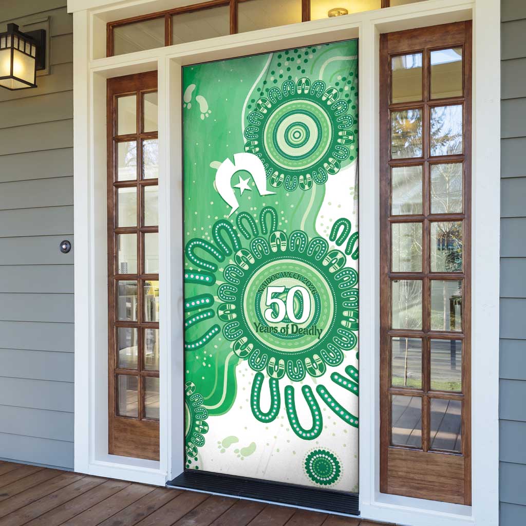 NAIDOC Week 2026 Door Cover 50 Years Deadly Dhari Green Aboriginal Art