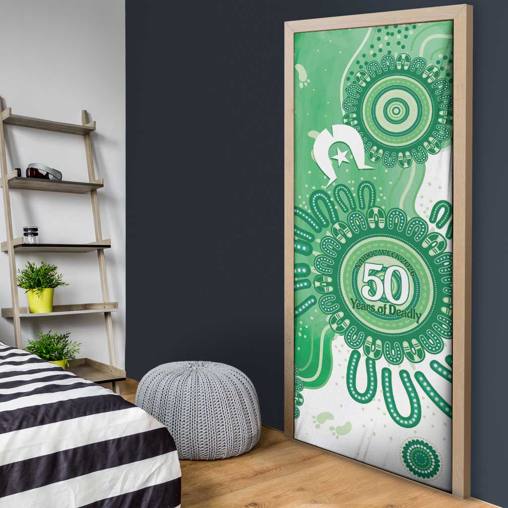 NAIDOC Week 2026 Door Cover 50 Years Deadly Dhari Green Aboriginal Art